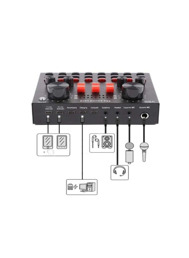 أكاليكس بطاقة صوت V8S Live، خلاط صوت بلوتوث مع 16 مؤثرًا صوتيًا، ومغير صوت - Image 2